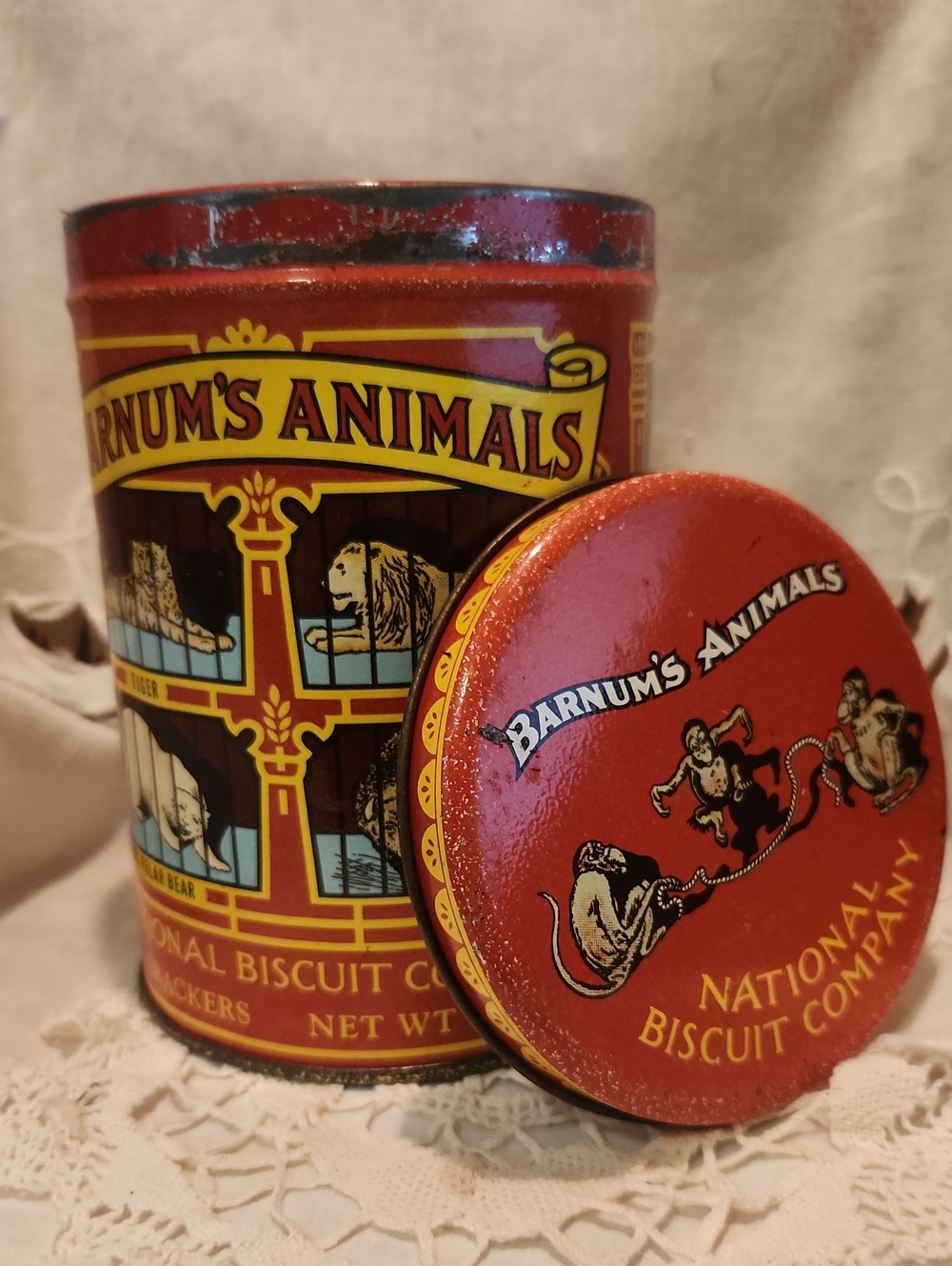 Red Vintage-Style Animal Cracker Tin - Decorative